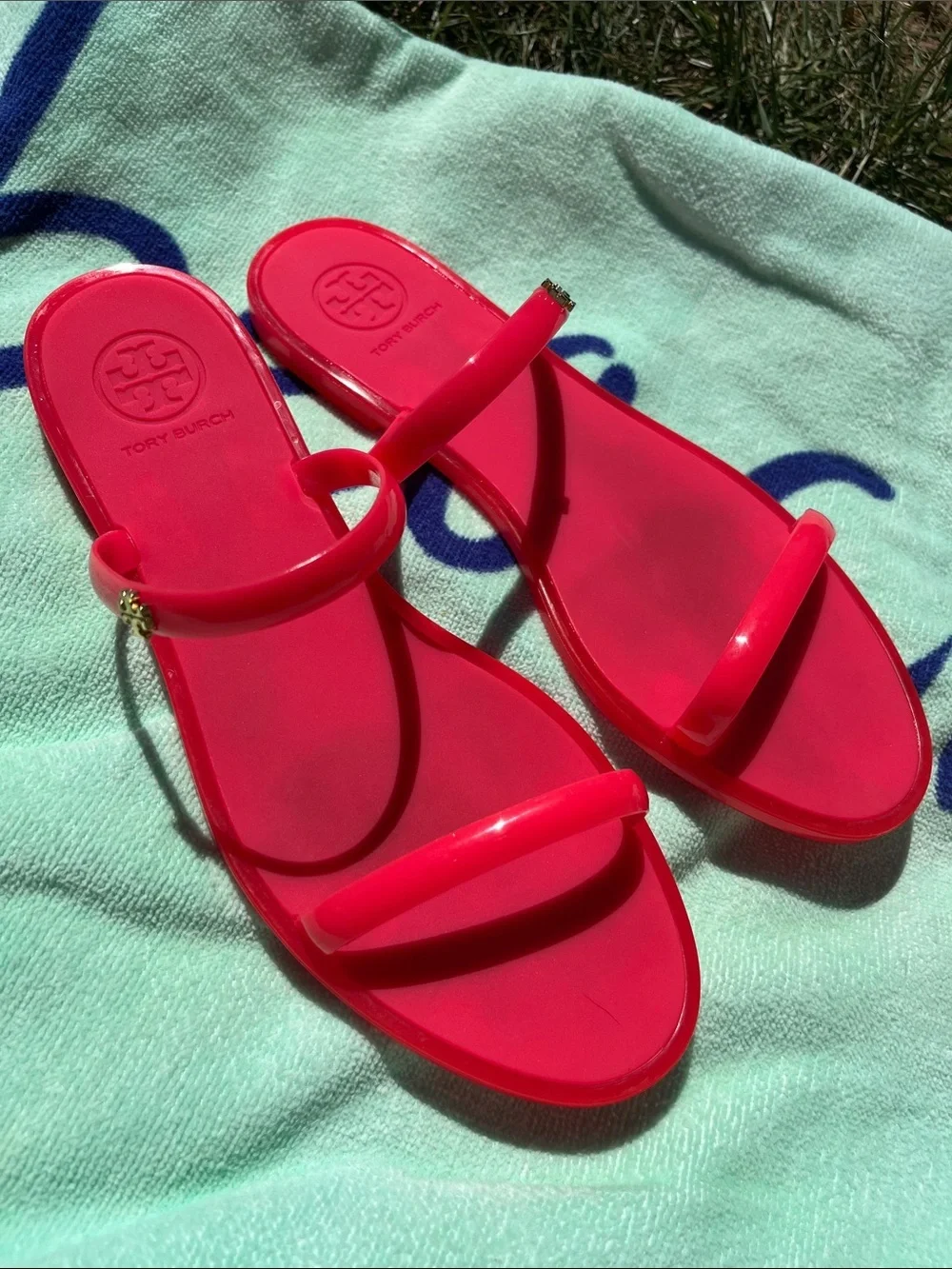 TORY BURCH MINI MILLER JELLY SANDALS Vibrant Pink Size 7